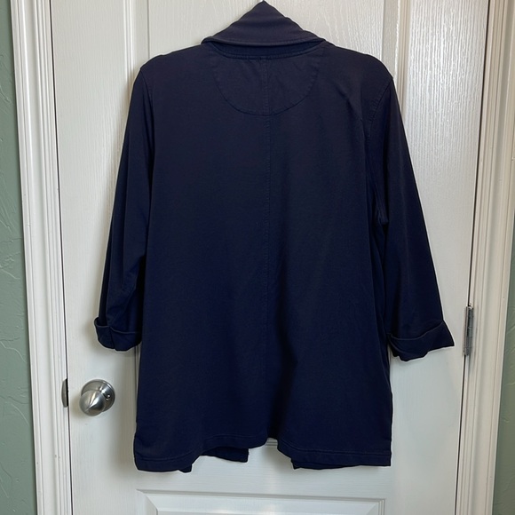 EUC Lands End Navy Blue Knit Cardigan 3/4 sleeves Sz 1X 16W-18W - Picture 2 of 4